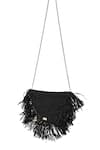 Buy_JENA_Black Tassels Raffia Moon Crossbody Bag _at_Aza_Fashions