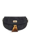 JENA_Black Velvet Crossbody Bag _Online_at_Aza_Fashions