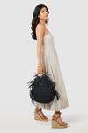 Buy_JENA_Black Woven Fringe Bucket Bag _at_Aza_Fashions