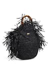 JENA_Black Woven Fringe Bucket Bag _Online_at_Aza_Fashions