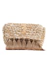 JENA_Beige Woven 3-weave Real Embellished Clutch _Online_at_Aza_Fashions