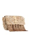 JENA_Beige Woven 3-weave Real Embellished Clutch _at_Aza_Fashions