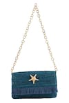 Buy_JENA_Blue Woven Star Fish Emblem Clutch _at_Aza_Fashions