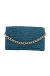 Buy_JENA_Blue Woven Star Fish Emblem Clutch _Online_at_Aza_Fashions