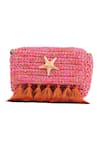 JENA_Pink Woven 3-weave Two-tone Clutch _Online_at_Aza_Fashions