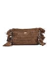 JENA_Brown Woven Fringe Clutch _Online_at_Aza_Fashions