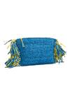 Shop_JENA_Blue Woven Fringed Tasselled Clutch_at_Aza_Fashions