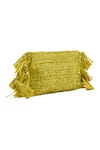 Shop_JENA_Green Woven Textured Fringed Clutch_at_Aza_Fashions