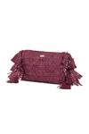 JENA_Purple Woven Raffia Fringed Textured Clutch _Online_at_Aza_Fashions