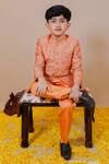 Buy_Swati Golyan_Orange 100% Chanderi Printed Floral Jodhpuri Set _at_Aza_Fashions