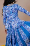 Shop_Swati Golyan_Blue 100% Cotton Hand Block Printed Floral Lehenga And Peplum Top Set _at_Aza_Fashions