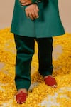 Buy_Swati Golyan_Green 100% Raw Mashru Silk Plain Full Sleeve Jodhpuri Set  _Online_at_Aza_Fashions