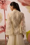 Shop_Roqa_Ivory Jacket Net Embroidery Pearls Alyssum With Gharara Pant  _at_Aza_Fashions