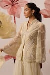 Buy_Roqa_Ivory Jacket Net Embroidery Pearls Alyssum With Gharara Pant  _Online_at_Aza_Fashions