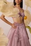 Shop_Roqa_Purple Blouse 3d Embellished Bellflower Petal Bustier With Lehenga  _Online_at_Aza_Fashions