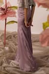 Roqa_Purple Bustier And Sharara Pant Modal Satin Eclipse Cronus Cape Set  _Online_at_Aza_Fashions