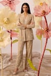 Buy_Roqa_Gold Net Embroidery Beads Chinese Primrose Fleur Jacket With Pant  _at_Aza_Fashions