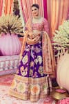 Buy_Mayyur Girotra Couture_Purple Silk Embroidery Geometric Square Floral Bridal Lehenga Set  _at_Aza_Fashions