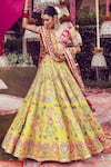 Buy_Mayyur Girotra Couture_Yellow Silk Geometric Pattern Bridal Lehenga Set With Chanderi Dupatta  _at_Aza_Fashions