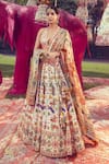 Buy_Mayyur Girotra Couture_Ivory Silk Embellished Sequin Floral Pattern Bridal Lehenga Set  _at_Aza_Fashions