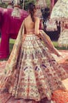 Shop_Mayyur Girotra Couture_Ivory Silk Embellished Sequin Floral Pattern Bridal Lehenga Set  _at_Aza_Fashions