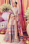 Buy_Mayyur Girotra Couture_Pink Chanderi Floral Honeycomb Embroidered Kurta Gharara Set  _at_Aza_Fashions