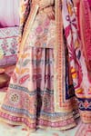 Mayyur Girotra Couture_Pink Chanderi Floral Honeycomb Embroidered Kurta Gharara Set  _Online_at_Aza_Fashions