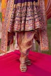 Mayyur Girotra Couture_Purple Chanderi Embellished Thread Embroidered Peplum Kurta Pant Set  _Online_at_Aza_Fashions