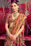 Shop_Mayyur Girotra Couture_Maroon Silk Embroidered Thread Geometric Pattern Bridal Lehenga Set _at_Aza_Fashions
