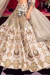 Mayyur Girotra Couture_Ivory Raw Silk Embellished Floral Tread Embroidered Bridal Lehenga Set _Online_at_Aza_Fashions