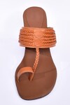 Buy_Nayaab by Aleezeh_Brown Braided Strap Kolhapuri Block Heels_Online_at_Aza_Fashions