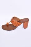 Shop_Nayaab by Aleezeh_Brown Braided Strap Kolhapuri Block Heels_Online_at_Aza_Fashions