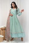 Buy_Gulabik Jaipur_Green Handloom Chanderi Embellished Bloom Aliya Cut Anarkali Set  _at_Aza_Fashions