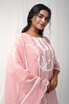 Shop_Gulabik Jaipur_Peach Handloom Chanderi Embellished Floral Florid Kurta Pant Set  _at_Aza_Fashions