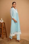 Buy_Gulabik Jaipur_Blue Handloom Chanderi Embellished Florin Bloom Kurta With Pant  _Online_at_Aza_Fashions