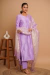 Buy_Gulabik Jaipur_Purple Handloom Chanderi Embroidery Damask Fleur Kurta Pant Set  _Online_at_Aza_Fashions