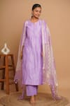 Shop_Gulabik Jaipur_Purple Handloom Chanderi Embroidery Damask Fleur Kurta Pant Set  _Online_at_Aza_Fashions