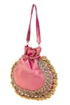 5Elements_Pink Embellished Leander Textured Potli _Online_at_Aza_Fashions