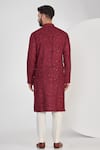 Shop_Kasbah_Maroon Silk Embroidered Abstract Thread Kurta _at_Aza_Fashions