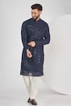 Buy_Kasbah_Blue Georgette Embroidered Chikankari Work Full Sleeve Kurta Set _at_Aza_Fashions