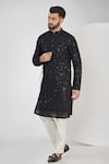 Buy_Kasbah_Black Georgette Embroidered Chikankari And Sequins Kurta Set _at_Aza_Fashions