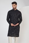 Buy_Kasbah_Black Georgette Embroidered Chikankari And Sequins Kurta Set _Online_at_Aza_Fashions