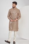 Buy_Kasbah_Maroon Georgette Mirrors, Zari Embroidered Kurta _at_Aza_Fashions