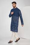 Buy_Kasbah_Blue Georgette, Cotton Embroidery, Sequins Thread And Kurta Set _at_Aza_Fashions