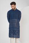 Buy_Kasbah_Blue Georgette, Cotton Embroidery, Sequins Thread And Kurta Set _Online_at_Aza_Fashions