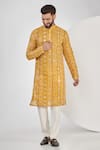 Buy_Kasbah_Yellow Georgette Embroidered Mirror Thread And Foil Kurta _at_Aza_Fashions