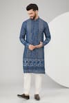 Buy_Kasbah_Blue Georgette Embroidered Chikankari Sequins And Thread Kurta Set _at_Aza_Fashions