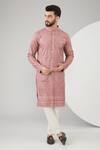 Buy_Kasbah_Pink Silk Embroidered Chikankari Kurta Set _at_Aza_Fashions