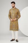 Buy_Kasbah_Yellow Georgette Embroidered Kashmiri Thread Kurta _at_Aza_Fashions