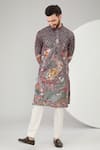 Buy_Kasbah_Wine Georgette Embroidered Floral Sequins And Kurta Set _at_Aza_Fashions